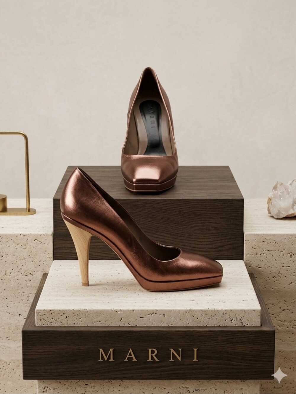Marni LUXURY WOODEN HEELS SHOES Size 41- 11 US